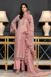 JANIQUE LUXURY CHIFFON UNSTITCHED SUIT D-011 Peachy Elegance